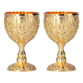 Wine Chalice Goblet Gold Cup Goblets 2Pcs Goblet European High Grade Golden Glassware Drinkware For Traveling Decoration Home Collectionpumpkin Gold (Pumpkin Gold)