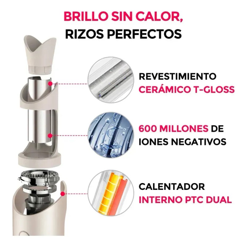 Rizador Ferro Enchinador Automático Electrico Tymo Curlpro Plus Dorado