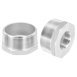 sourcing map 1Pcs 2" Male to 1" Female NPT 304 Stainless Steel Reducer Hex Bushing, Reducing Cast Pipe Adapter Fitting for Industrial, Oil/Gas, Water, HVAC, and Plumbing Systems