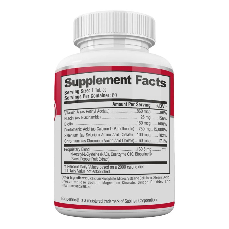 Acnetame Vitaminas Antiacné Tabletas Biotina Zinc Selenio Glutens Free