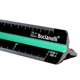 Black Professional 30cm 12" Metric Plastic Triangular Scale Ruler 1:20 1:25 1:50 1:100 1:125 1:150/1:200 1:500 1:1000 1:1250 1:1500 1:2500 in a Case