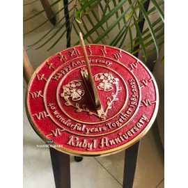 NauticalMart 40th Ruby Anniversary Unique Marriage Present for Parents, Grandparents, Friends, Husband or Wife, Couples, Him & Her Wedding Anniversary Sundial Gift 2025 (40th Anniversary)