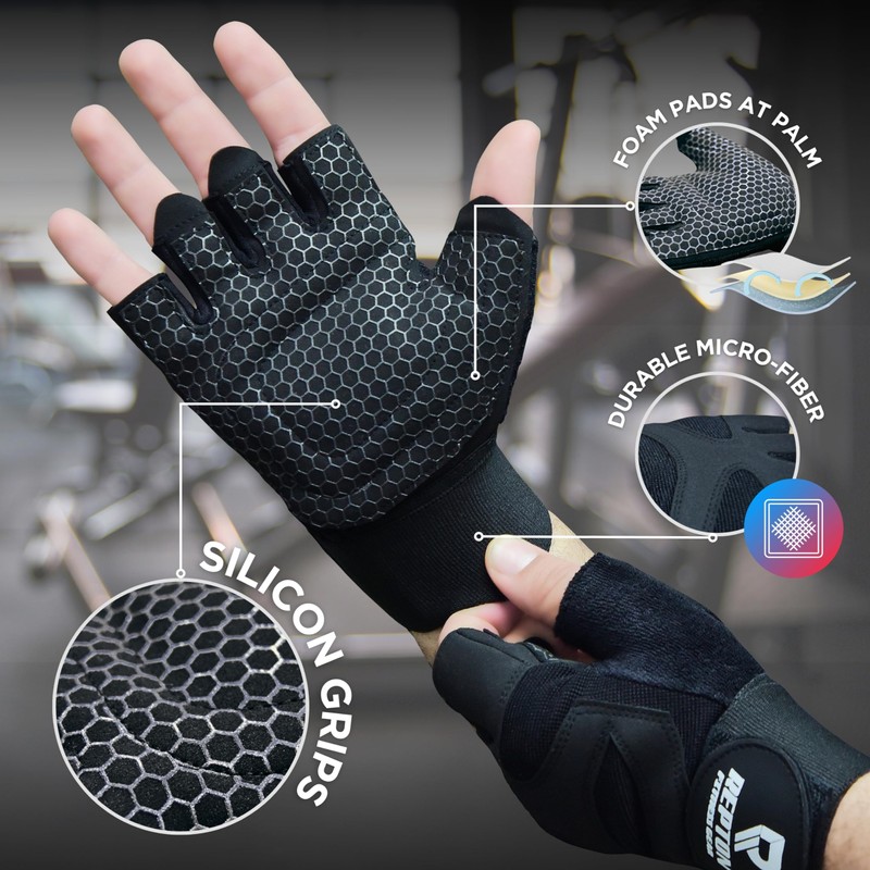 Repton Fitness Gears Gym Gloves with Wrist Strap, Weight Lifting