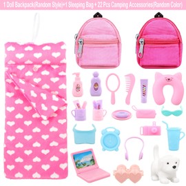 Festfun Clothes for Dolls 24 Doll Clothes Includes 1 Sleeping Bag 1 Backpack 1 Dog 21 Accessories for 11.5 Inch 30 cm Girls Dolls