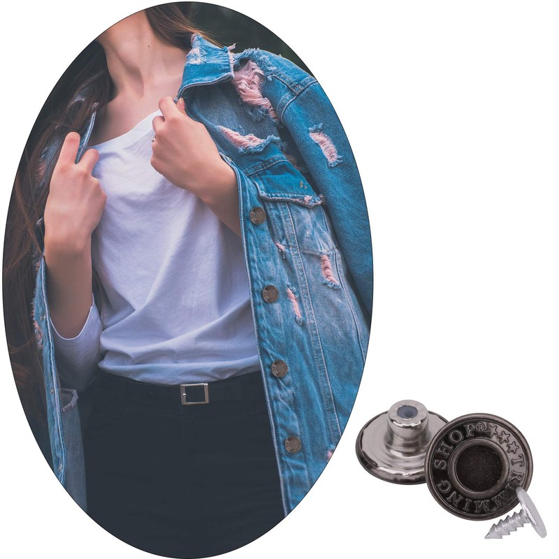 Trimming Shop Jeans Button Hammer on 20mm Brass Tack Fasteners