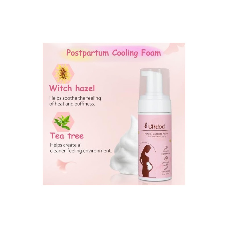 UHdod Kit de Espuma Calmante de Hamamelis y Compresas Perineales