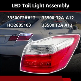Tail Light Assembly Fit for 2013-2015 Honda Accord Sedan EX-L Touring Right Passenger Side Outer Tail Light Brake Turn Signal Back Up Bulb Replaces 33500T2AA12, 33500-T2A-A12, 33500 T2A A12, HO2805103