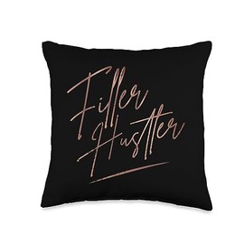 Filler Hustler Filler Injections & Med Spa Pun Vintage Hustler Lip Filler Aesthetic Nurse Injector Throw Pillow, 16x16, Multicolor