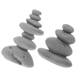 Zerodeko Zen Garden Stacked Rocks Sculpture 2pcs Cairn Statue Balancing Rocks Stone for Bonsai Landscape Indoors Outdoors Japanese Garden Decor