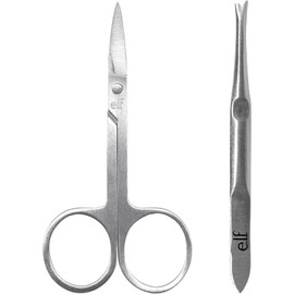 e.l.f. Kit de cejas en punto, dúo de tijeras de cejas de calidad profesional y pinzas para dar forma a las cejas, ideal para dar forma precisa, vegano y última intervensión de crueldad