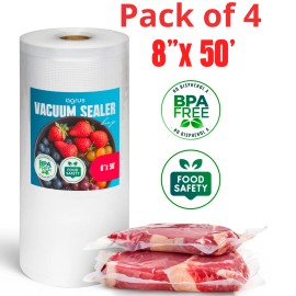 AGRUS 4 PCS   8" x 50' Vacuum Sealer Bags for Food Sealer Saver Seal