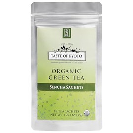 TASTE OF KYOTO Sencha Green Tea Sachets, Premium, 18Count