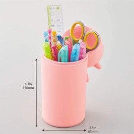 LIHIT LAB A7714-5 Kawaii Japanese Pig Large Stand Up Pencil Case for School Office College, Animal Pen Holder Pencil Pouch Holder Adults Girls, Artist Pencil Case, Pig,Large: 2.9" x 8"