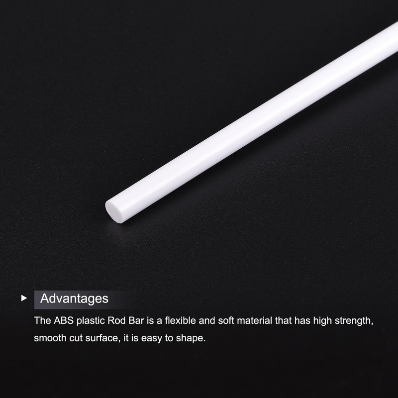sourcing map ABS Plastic Rod Round Solid Bar 5 mm
