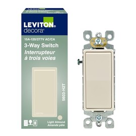 Leviton Decora 3-Way 15 Amp Switch, 05603-H2T, Light Almond