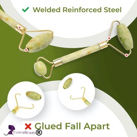 Jade Face Roller - Anti Aging Jade Face Massage Tool for Wrinkles- Eye Roller for Dark Circles and Puffiness - Organic Face Rollers for Women & Men