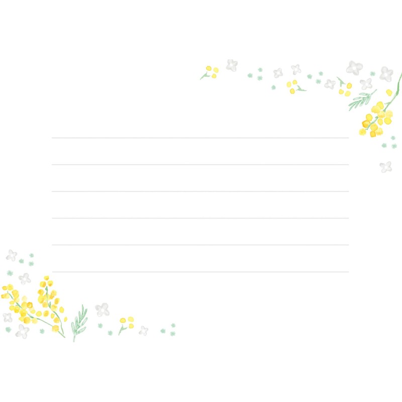 Furukawa Paperwork Letter Set, Letter Beauty, Mimosa and White Flowers