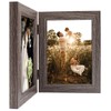 Golden State Art 5x7 Double Picture Frame Vertical Hinged Photo