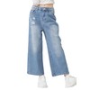 Handfrog Baggy Jeans for Teens Girls Elastic Waist Loose Bottom