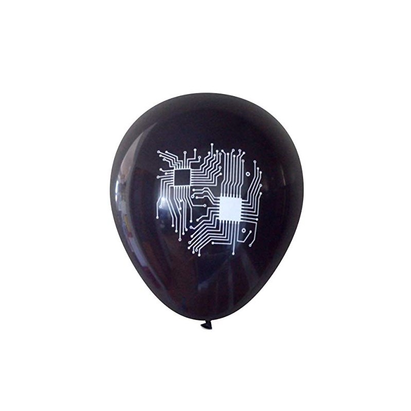 Computer Circuit Balloons (16 pcs) by Nerdy Words (Silver &