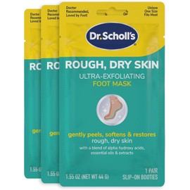 Dr. Scholl's Ultra Exfoliating Foot Peel Mask 3 Pack, Gently Peels and Softens Rough, Dry Skin, with Urea, 3.0 Count 1 Pair