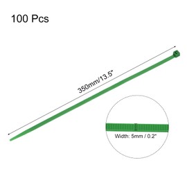 sourcing map 100PCS Cable Zip Ties 13.5 Inch, Self-Locking Nylon Wire Ties with 50 lbs Tensile Strength for Indoor and Outdoor, Green