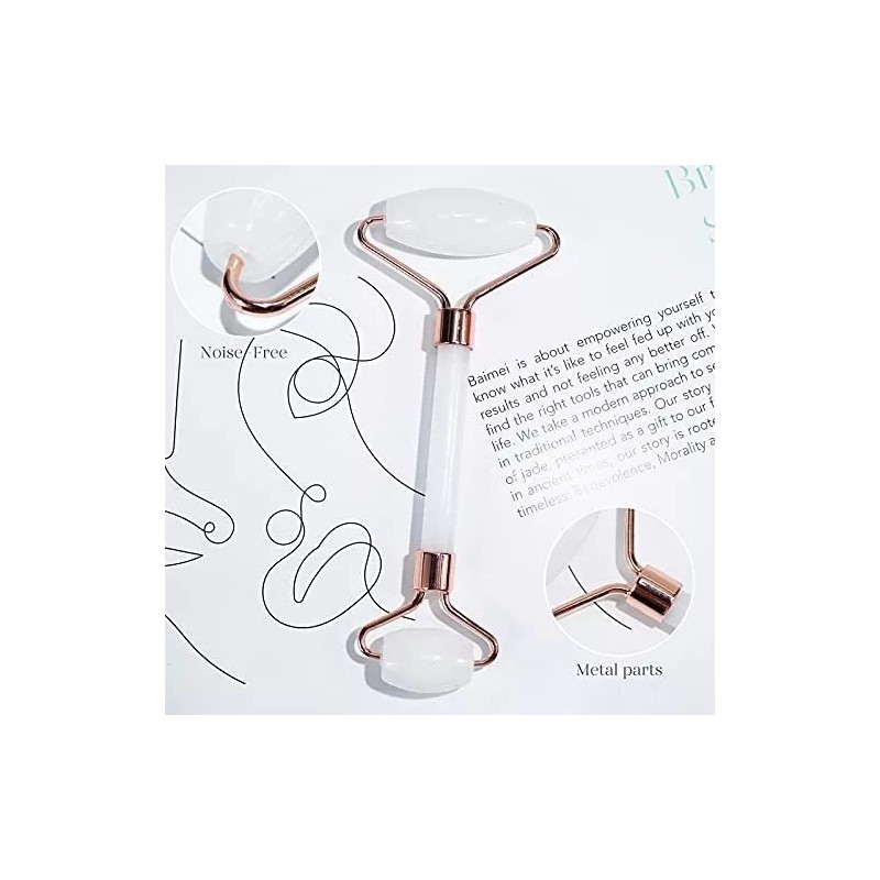Baimei Rodillo De Jade Y Gua Sha Para Masaje Facial
