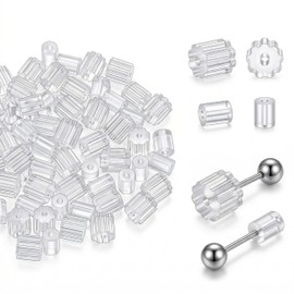 500PCS Clear Silicone Earring Backs Replacements, Soft Rubber Safety Earring Stoppers for Studs Fishhook Posts, Hypoallergenic Secure Locking Backings for Heavy Earrings, 2 Sizes