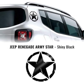 4R Quattroerre.it 17091 Stickers Army Star for Jeep Renegade, Diameter 20 cm, Glossy, 2 Pcs, Polished Black