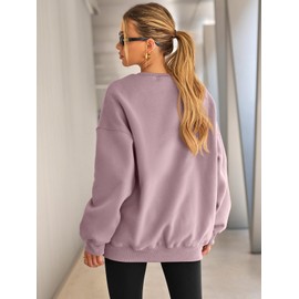 EFAN Womens Oversized Sweatshirts Hoodies Fleece Crewneck Sweaters Casual Tops Comfy Fall Fashion Outfits Winter Clothes 2025 DarkPink S