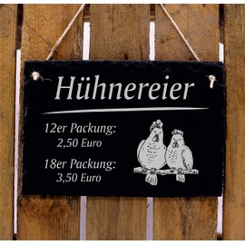 Chicken Sign Slate Engraved – Chicken Eggs Price Tag – Slate Decorative Sign 22 x 16 cm | Dekolando