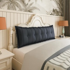 Johnear Bolster Pillow Headboard Backrest Pillow Large Daybed Cushion Lumber Back Pad Support Positioning Sofa Bed Rest Reading Pillow （Black, 59 x 3 x 20 inches）