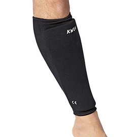 KWON Shin Guard CE Cotton Black and White Men's Shin Pads Karate Kick Boxing Martial Martial Arts Women s, m, l, xl Kids Youth Loved Brands Hollister BW Size:L/XL
