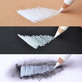 Heshengping 6pcs Highlight White oil color pencils coloring drawing pencil oil-based wooden colored pencils for artists beginners Drawing Sketching Shading Blending Art Project