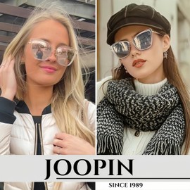 Joopin Oversized Cateye Sunglasses Vintage Metal Cat Eye Sun Glasses UV400 Trendy Becky Shades for Women Ladies Mirrored Shady Rays (Pink + Silver)