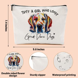CFGBFDGH Great Dane Gifts Makeup Bag Great Dane Dog Lovers Cosmetic Bag Travel Organizer Bags Makeup Pouch, Christmas Birthday Friendship Animal Lovers Gifts for Women Girls Sisters