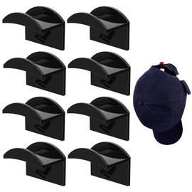 WQNNQW Pack of 8 cap holder wall, holder, cap holder, hat hook, hat holder, hat storage, cap holder, hat holder wall for hats, key rings, headphones scarves (black)