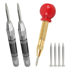 HAPPOW Pack of 3 Automatic Centre Punch Spring Punch Metal Tool Centre Hole Punch with 4 Replacement Tips for Metal, Wood, Glass and Thin Steel Sheets