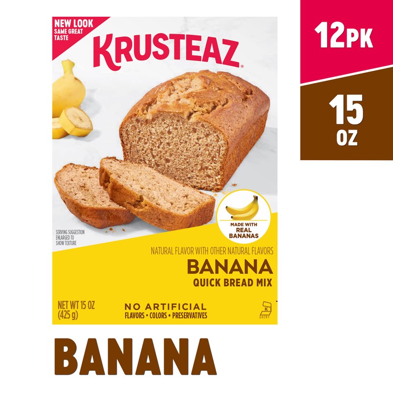 Krusteaz Banana Quick Bread Mix, Made with Real Bananas, 15.0