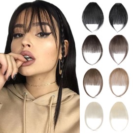 Hairro Blonde Clip in Bangs 100% Real Human Hair Air Bangs Bleached Blonde Fake Bangs Hair Piece Clip on Bangs for Women Clip in Hair Extensions Faux Bangs Hairpieces Daily Wear