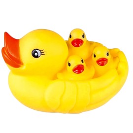 Prmape 4 Stück Badespielzeug Entenfamilie, Badewannenspielzeug Baby Ab 6 Monate, Quietscheentchen Wasserspielzeug Baby, Badewannen Spielzeug für Kinder, Babydusche, Strand, Pool