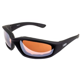 Global Vision Kickback Sports Padded Motorcycle Riding Sunglasses Black Frame w/Brown Mirror Lenses
