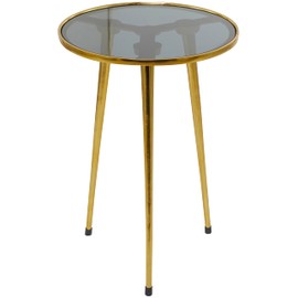 Deco 79 Aluminum Accent Table with Shaded Glass Top, 15" x 15" x 22", Gold