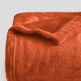 Oxford Homeware Fleece Blanket Sofa Throw Cuddly Reversible Soft Throws for Bed, Couch, Settee, Travel Lightweight and Breathable Blanket fit All Season (Rust, King)
