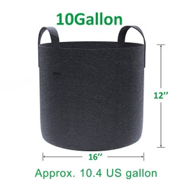 Gardzen 6-Pack 10 Gallon Grow Bags, Aeration Fabric Pots with Handles