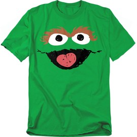 Sesame Street Oscar The Grouch Crayon Sketch Unisex Adult T Shirt, Kelly Green, X-Large
