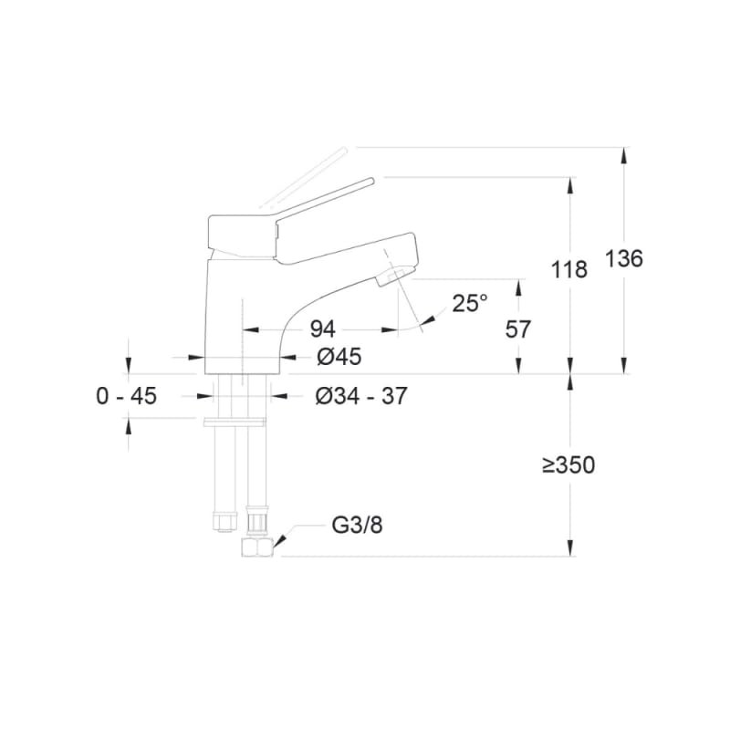 JACOB DELAFON EO basin mixer without waste chrome