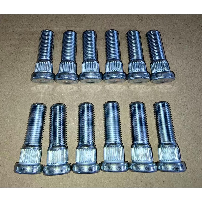 12pcs Grade 10.9 Serrated Wheel Stud 1/2-20 Thread, 0.56"(14.3mm) Knurl