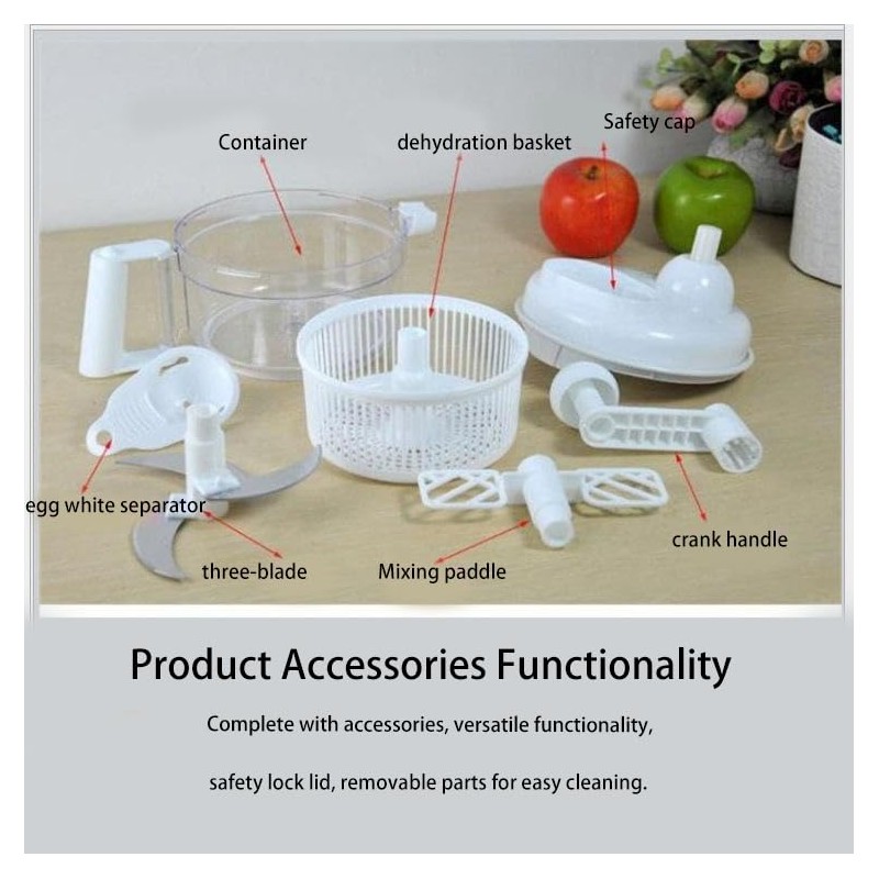 Manual Food Chopper - Vegetable Manual Quick Chopper, Easy-Clean Food