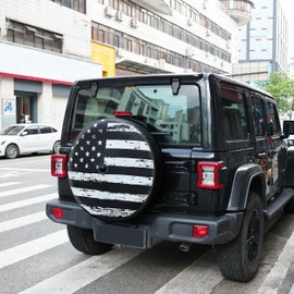 MOONET Tire Cover with Camera Hole, for Jeep Wrangler JL with Back-up Camera, Sport & Sahara (2018-2025) White Flag, Fits 285/70R17